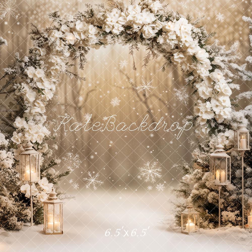 Kate Winter Flower Arch Snow Backdrop Designed by Chain Photography
