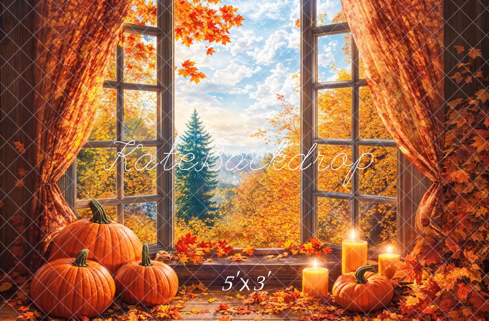 Kate Fall Pumpkins Window Backdrop Designed by Chain Photography