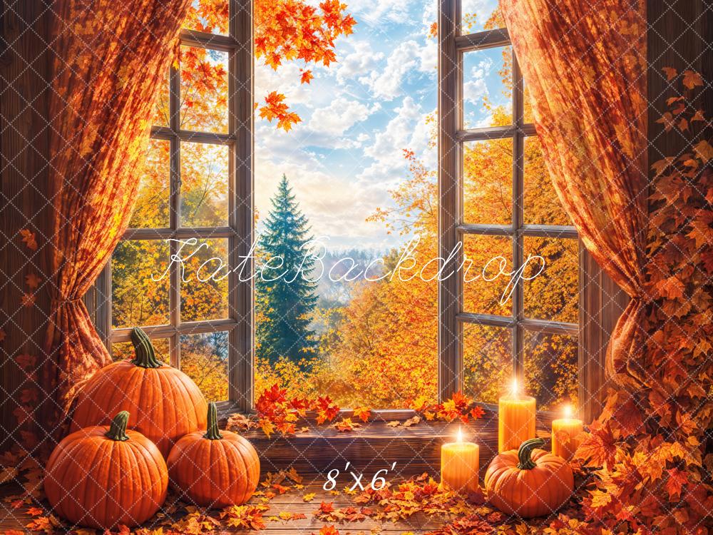 Kate Fall Pumpkins Window Backdrop Designed by Chain Photography