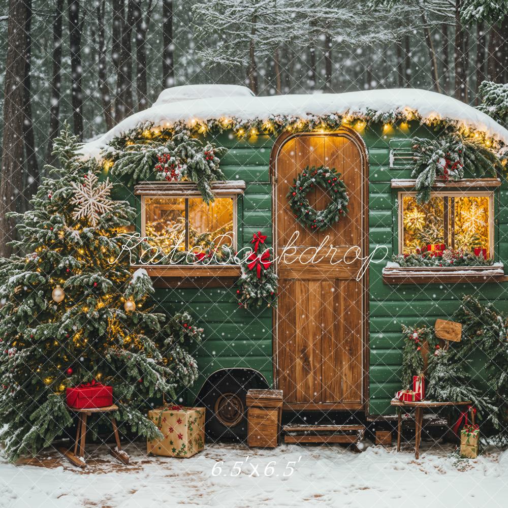 Kate Green Camper Snow Woods Backdrop Designed by Emetselch - Kate Backdrop AU