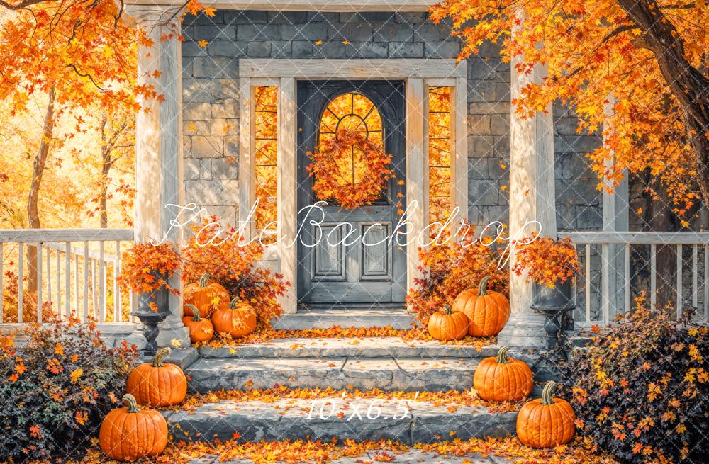 Kate Fall Golden Maple Leaf Staircases Backdrop Designed by GQ - Kate Backdrop AU