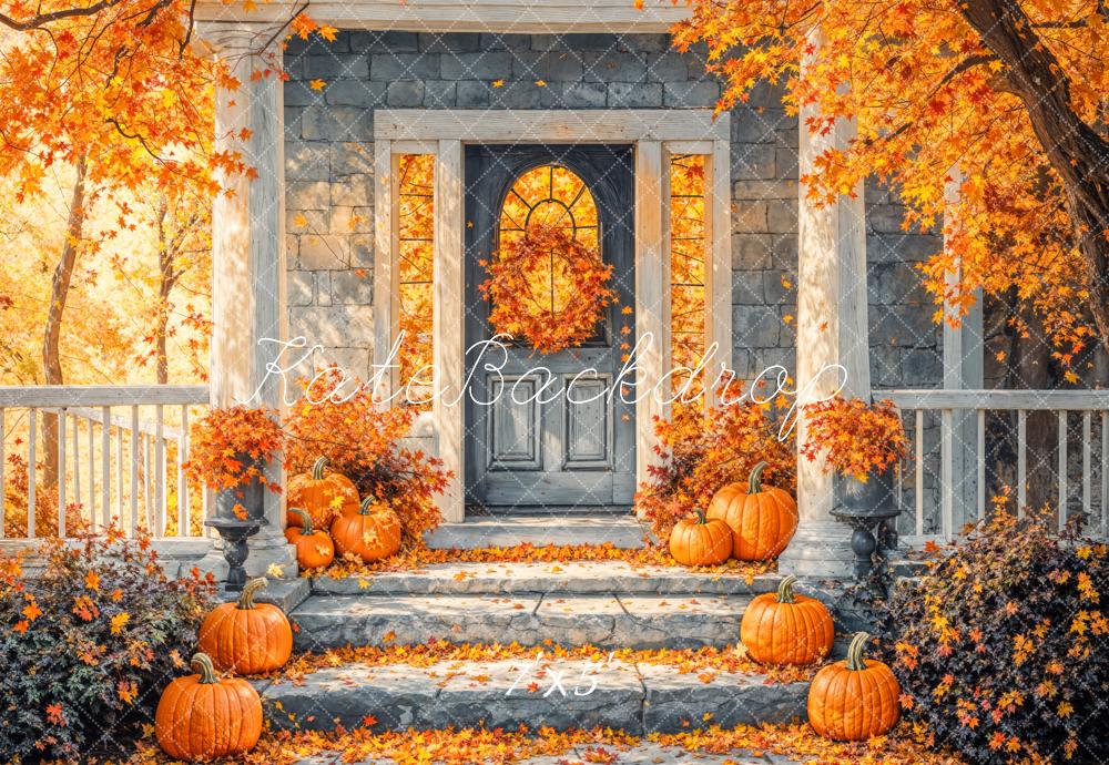 Kate Fall Golden Maple Leaf Staircases Backdrop Designed by GQ - Kate Backdrop AU