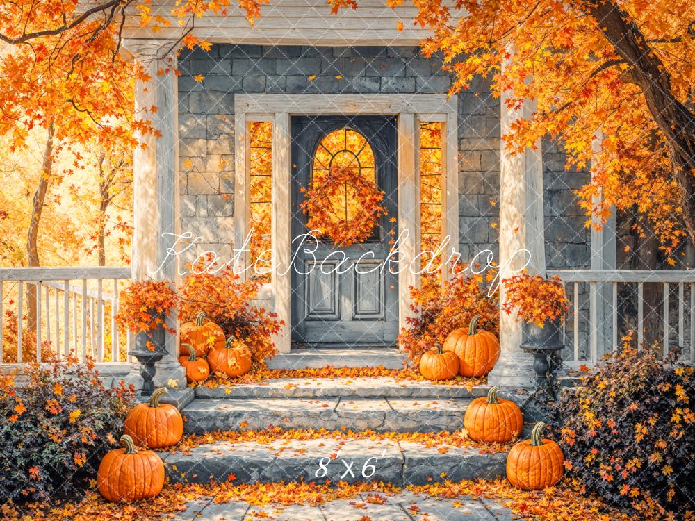 Kate Fall Golden Maple Leaf Staircases Backdrop Designed by GQ - Kate Backdrop AU