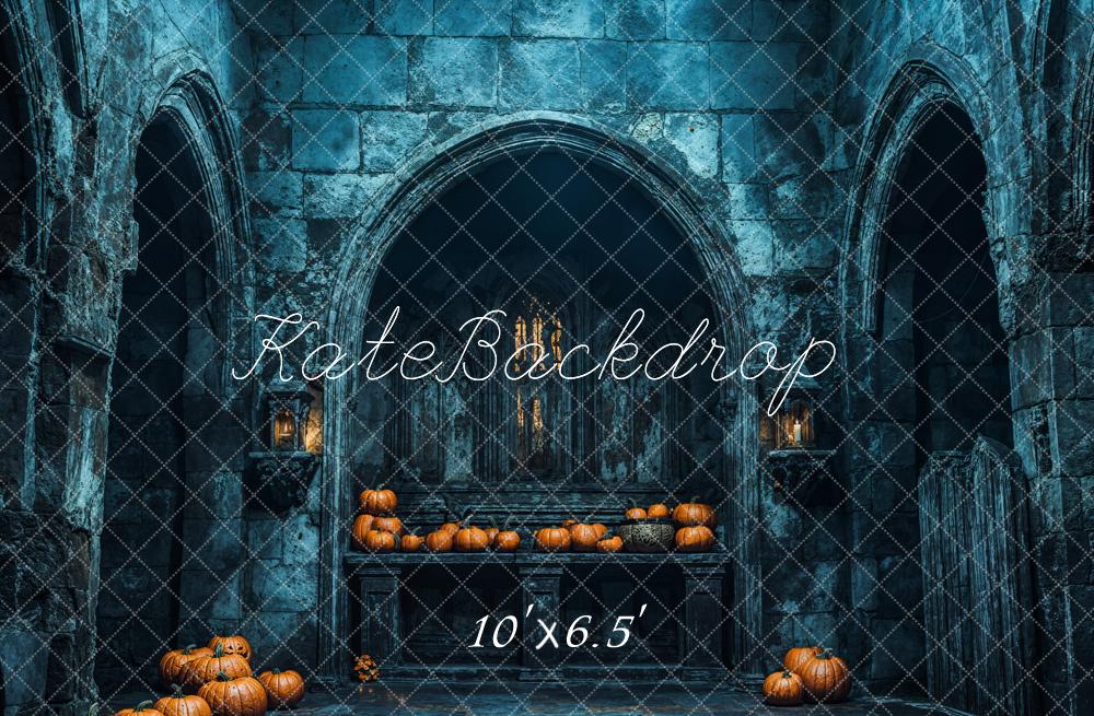 Kate Halloween Building Pumpkin Night Backdrop for Photography