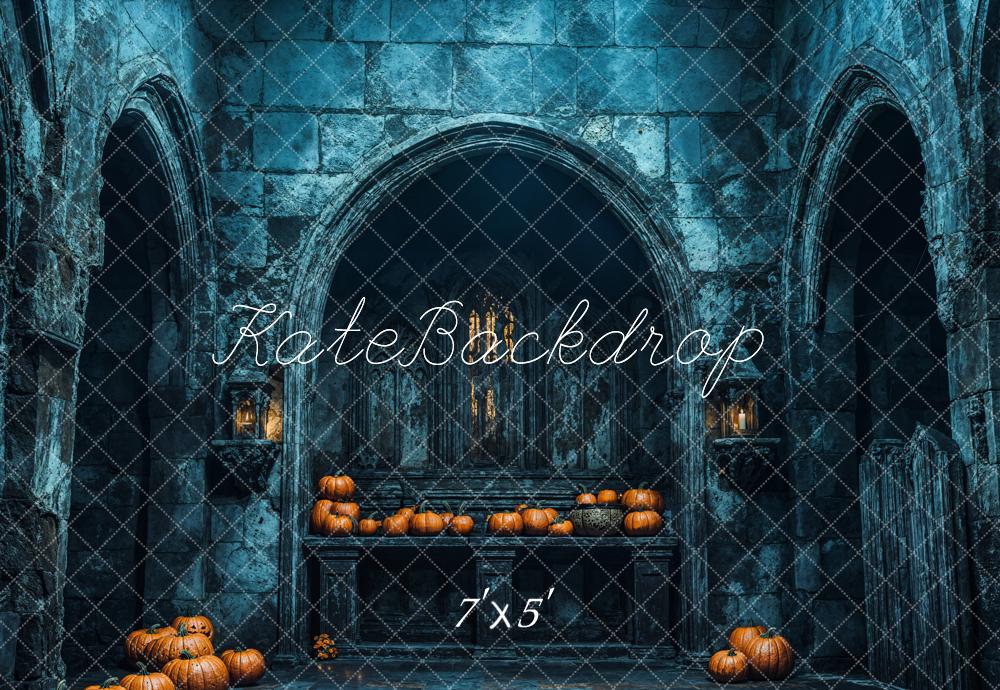 Kate Halloween Building Pumpkin Night Backdrop for Photography