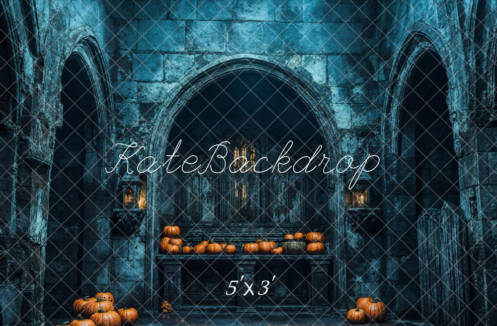 Kate Halloween Building Pumpkin Night Backdrop for Photography