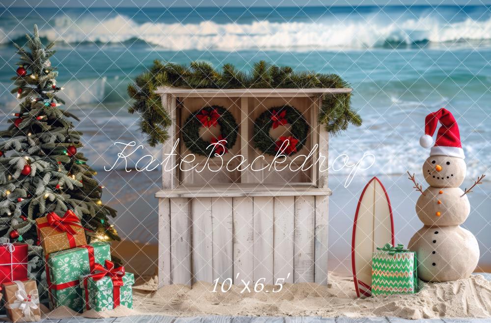 Kate Sand Snowman Christmas Backdrop Designed by Mini MakeBelieve - Kate Backdrop AU