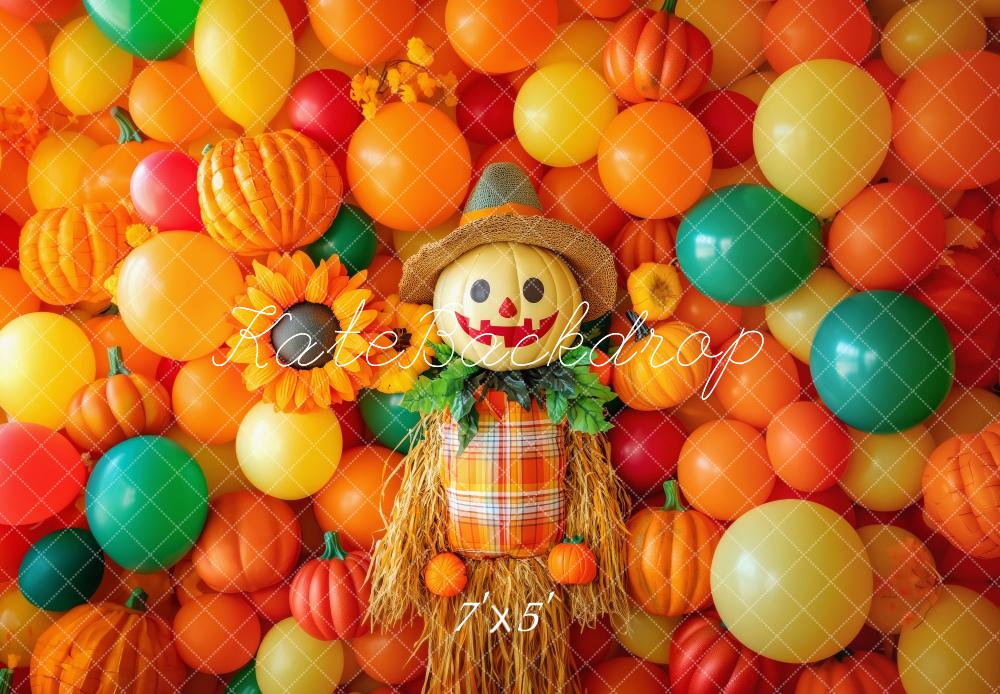 Kate Colorful Fall Scarecrow Balloons Backdrop Designed by Patty Robert - Kate Backdrop AU