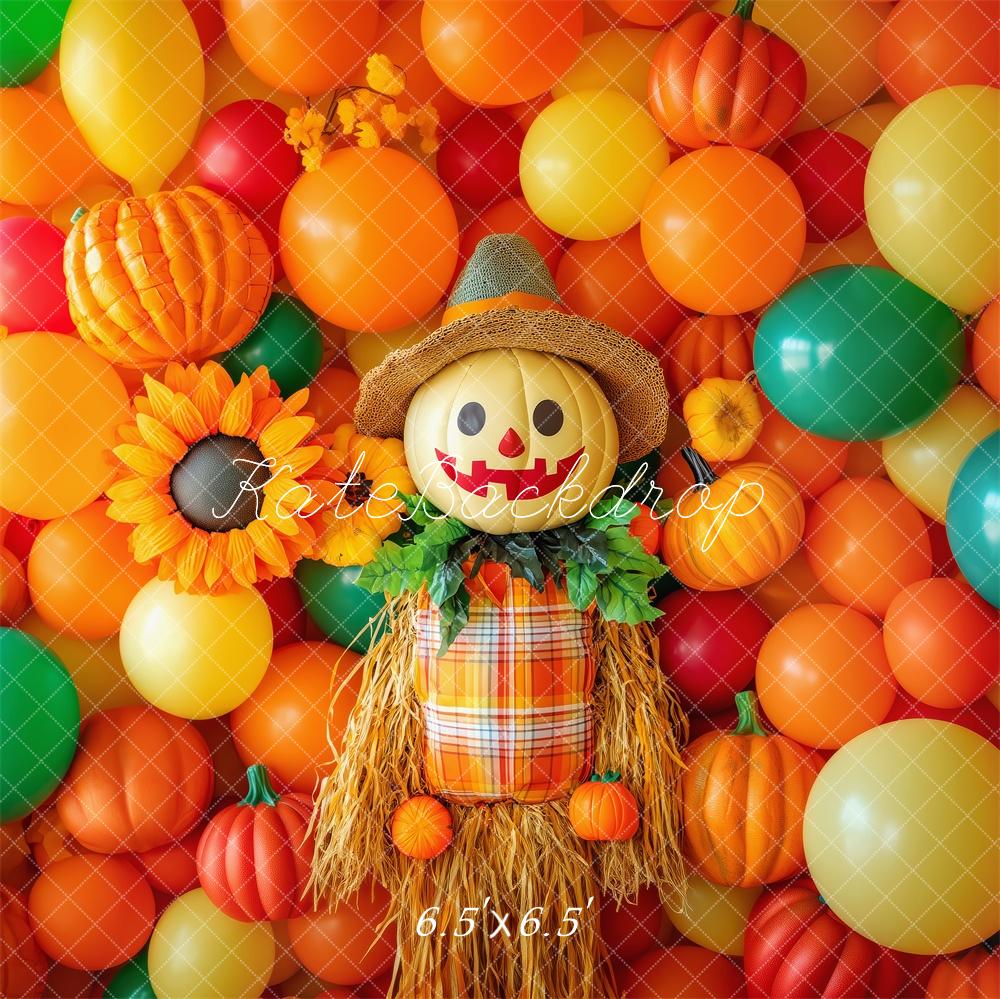 Kate Colorful Fall Scarecrow Balloons Backdrop Designed by Patty Robert - Kate Backdrop AU