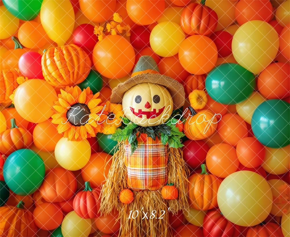 Kate Colorful Fall Scarecrow Balloons Backdrop Designed by Patty Robert - Kate Backdrop AU