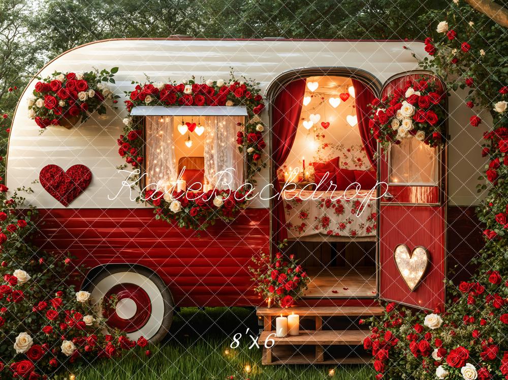 Kate Valentine's Day Romantic Heart Camper Backdrop Designed by Emetselch - Kate Backdrop AU