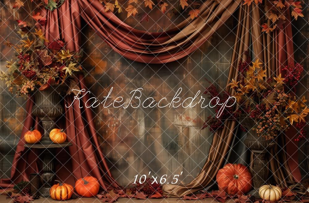 Kate Pumpkin Patch Light Red Drapes Backdrop Designed by Patty Robert - Kate Backdrop AU
