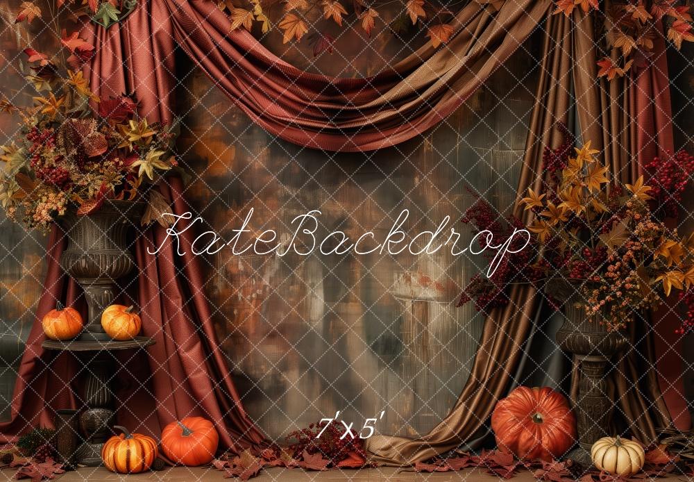 Kate Pumpkin Patch Light Red Drapes Backdrop Designed by Patty Robert - Kate Backdrop AU