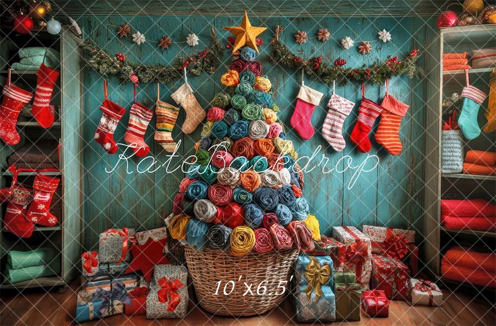 Kate Laundry Christmas Tree Stockings Backdrop Designed by Laura Bybee - Kate Backdrop AU