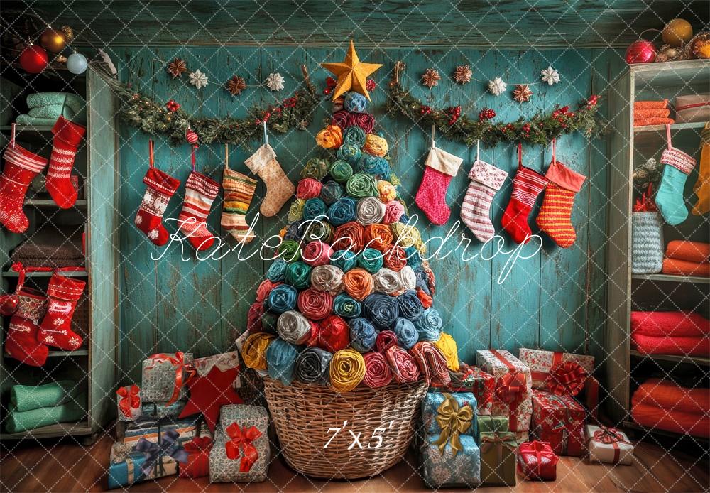 Kate Laundry Christmas Tree Stockings Backdrop Designed by Laura Bybee - Kate Backdrop AU