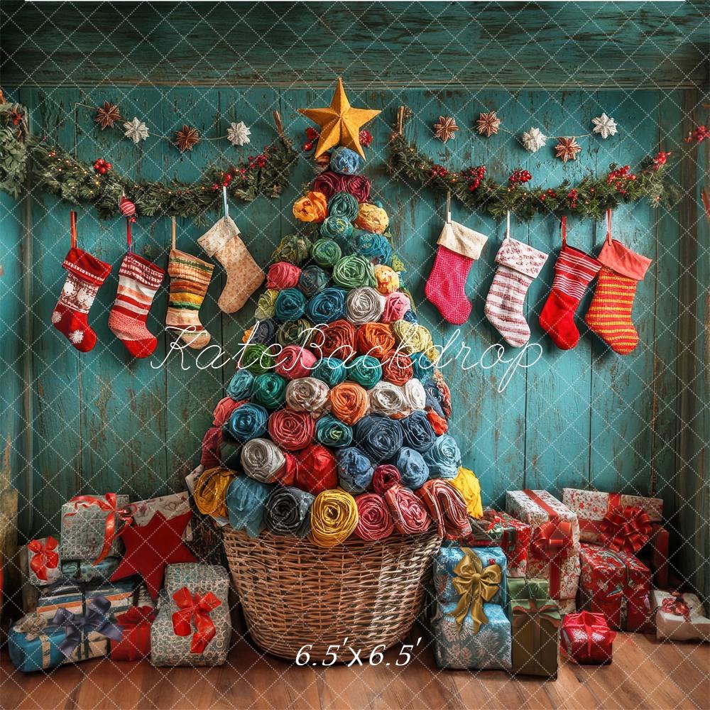 Kate Laundry Christmas Tree Stockings Backdrop Designed by Laura Bybee - Kate Backdrop AU