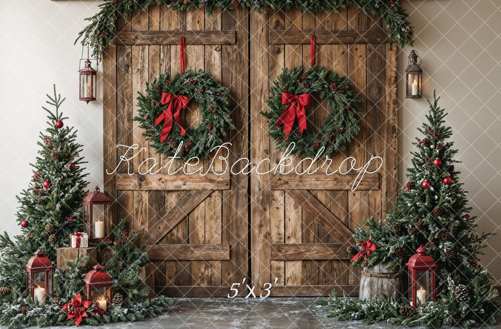 Kate Christmas Wooden Barn Door Backdrop Designed by Emetselch