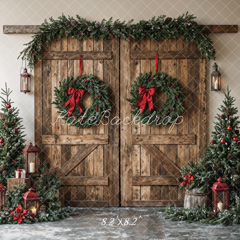 Kate Christmas Wooden Barn Door Backdrop Designed by Emetselch