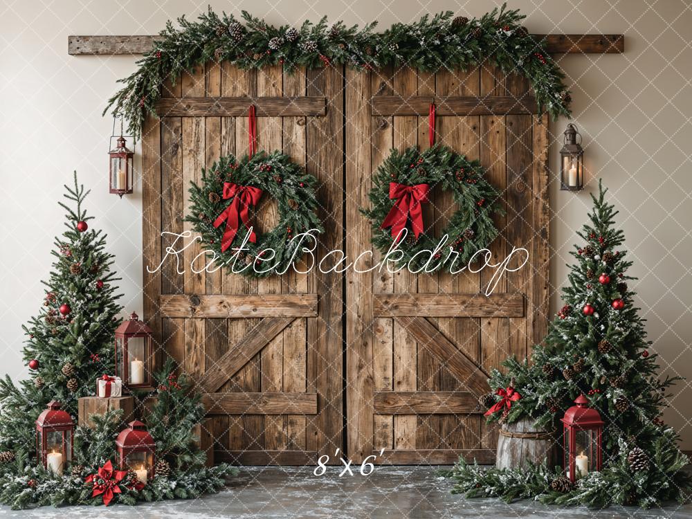 Kate Christmas Wooden Barn Door Backdrop Designed by Emetselch