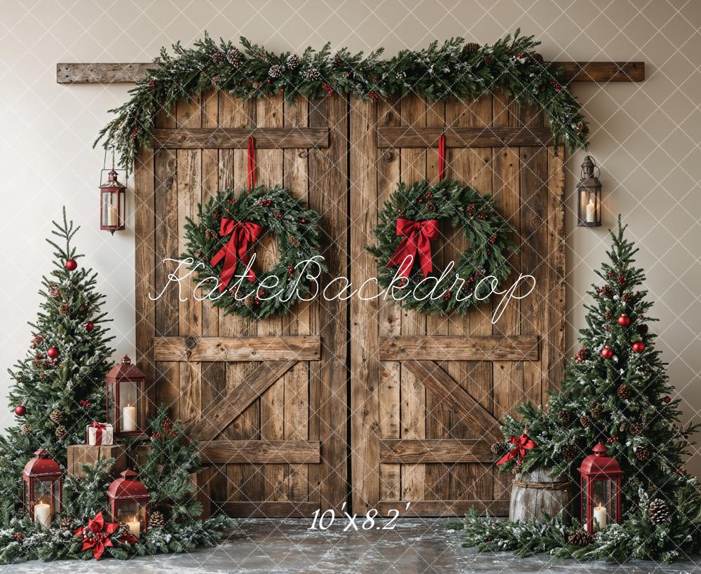Kate Christmas Wooden Barn Door Backdrop Designed by Emetselch
