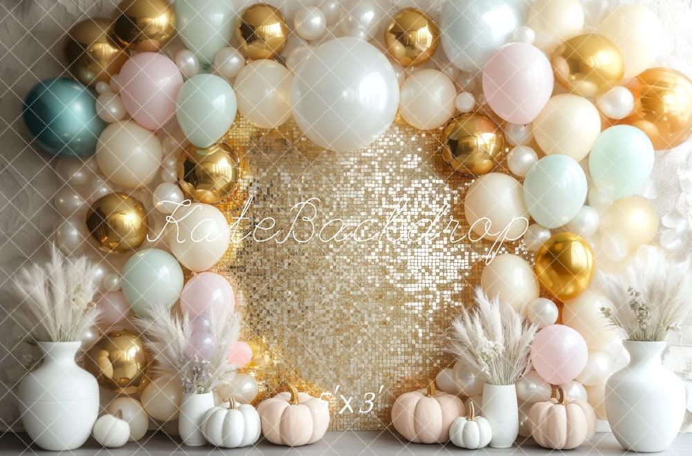 Kate Pastel Pumpkin Sequin Wall Backdrop Designed by Mini MakeBelieve - Kate Backdrop AU