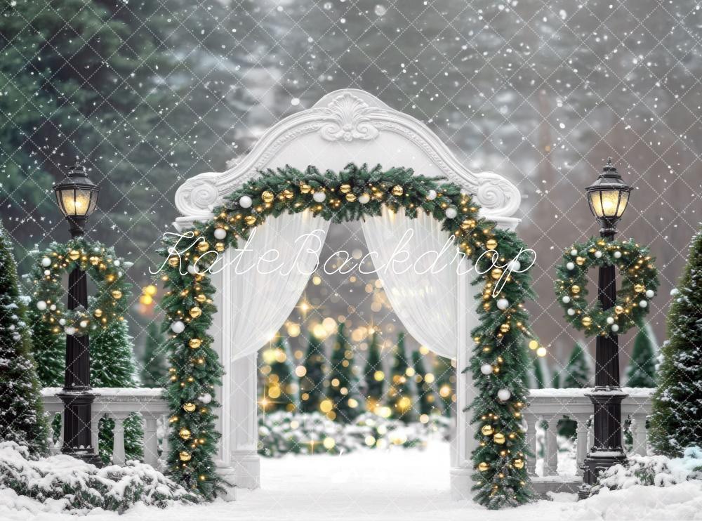 Kate Exterior Christmas Arch  Sparkles Backdrop Designed by Mini MakeBelieve - Kate Backdrop AU