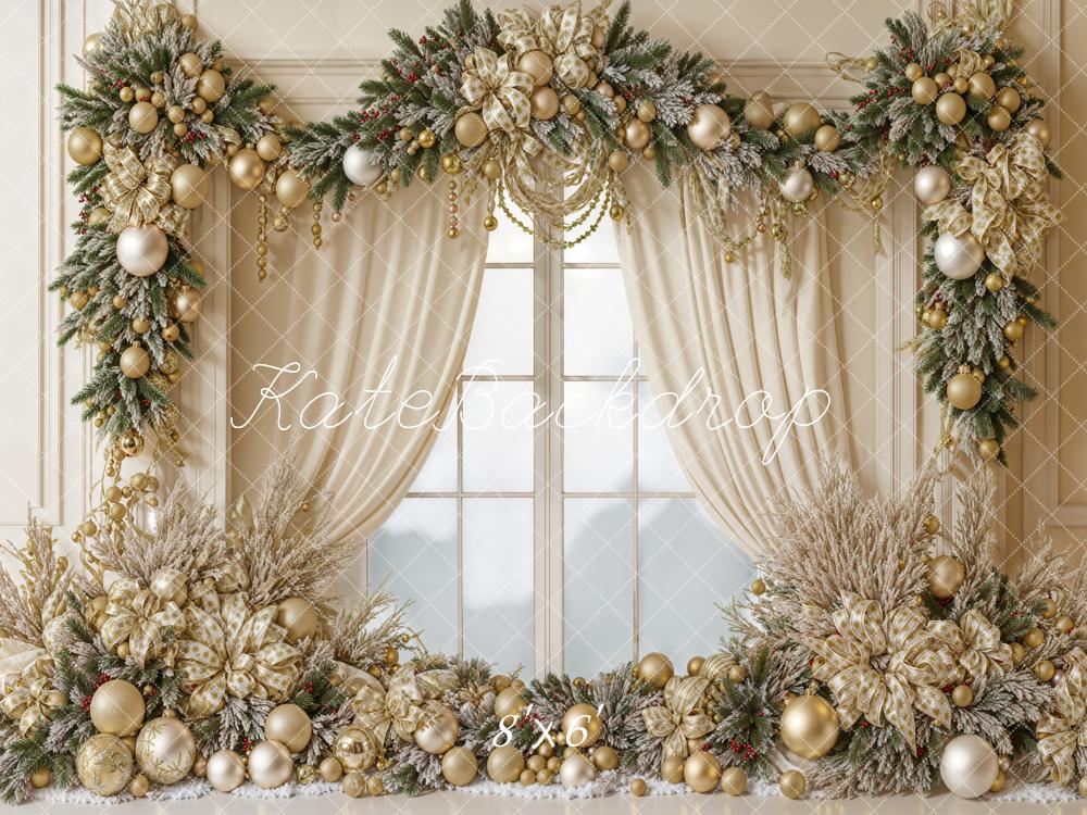 Kate Christmas Elegant Gold Garland Backdrop Designed by Emetselch - Kate Backdrop AU