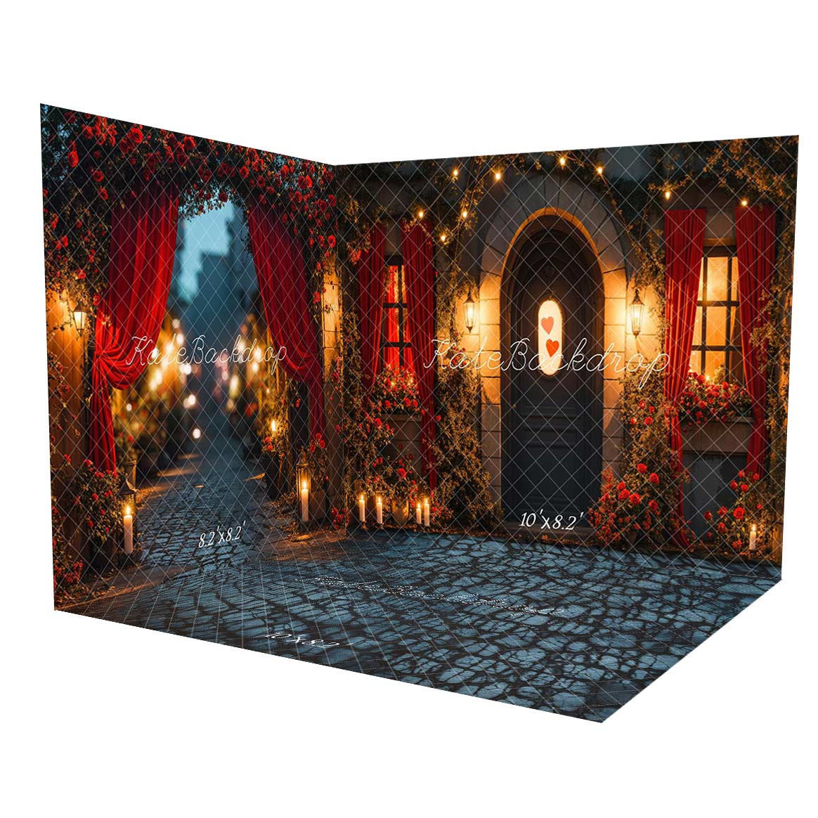 Kate Valentine's Day Romantic Doorway Floral Room Set(8ftx8ft&10ftx8ft&8ftx10ft)