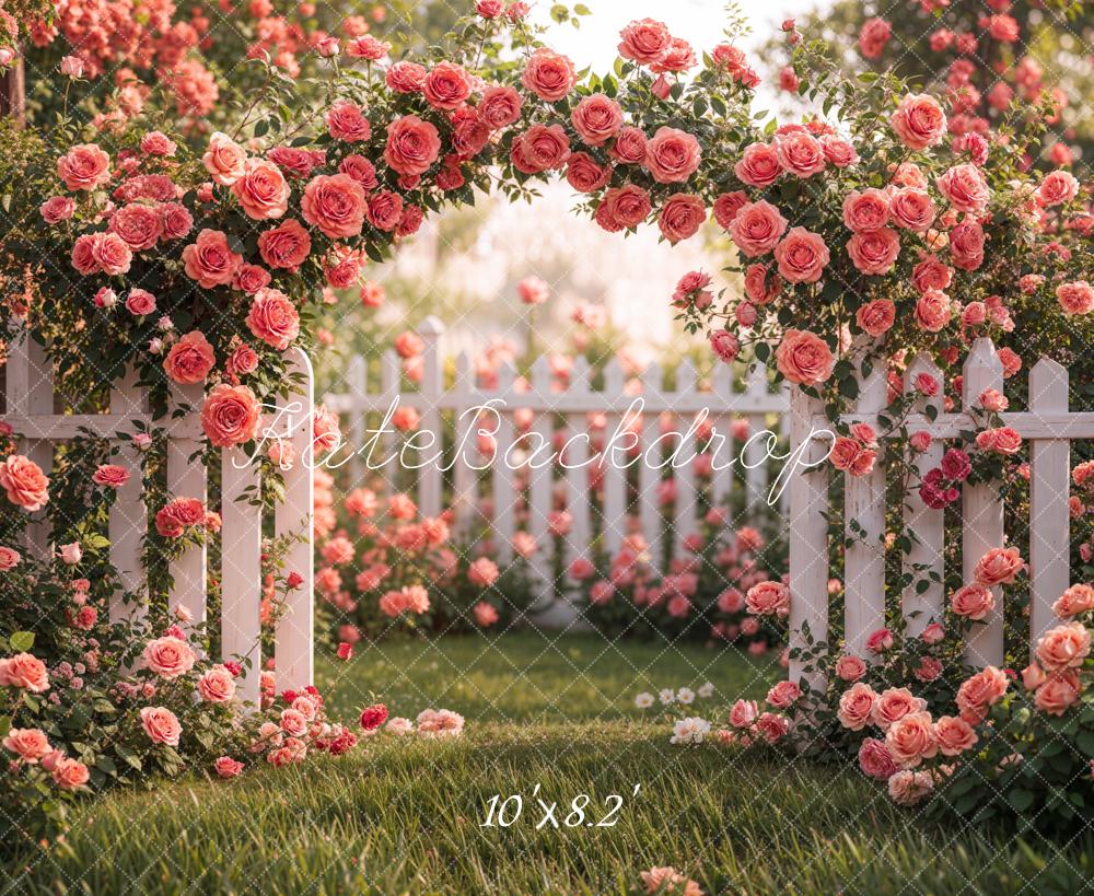 Kate Spring Flower Arch Backdrop Pink Rose Garden Designed by Emetselch - Kate Backdrop AU