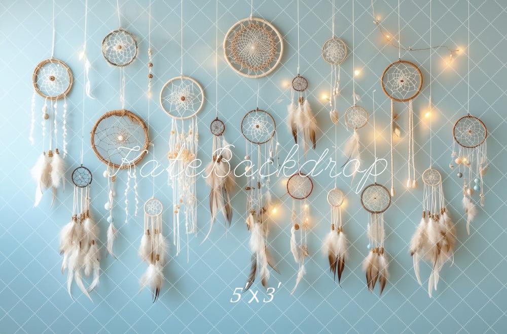 Kate Bohemian Dreamcatchers Backdrop Blue Mother's Day Designed by Patty Robert - Kate Backdrop AU