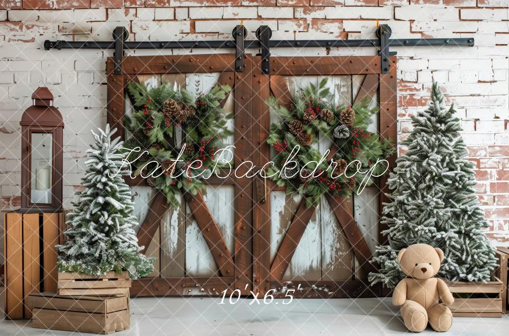 Kate Christmas Barn Doors Backdrop Designed by Patty Robert - Kate Backdrop AU