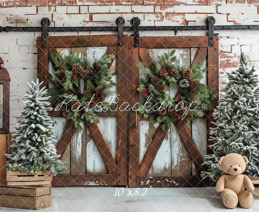 Kate Christmas Barn Doors Backdrop Designed by Patty Robert - Kate Backdrop AU
