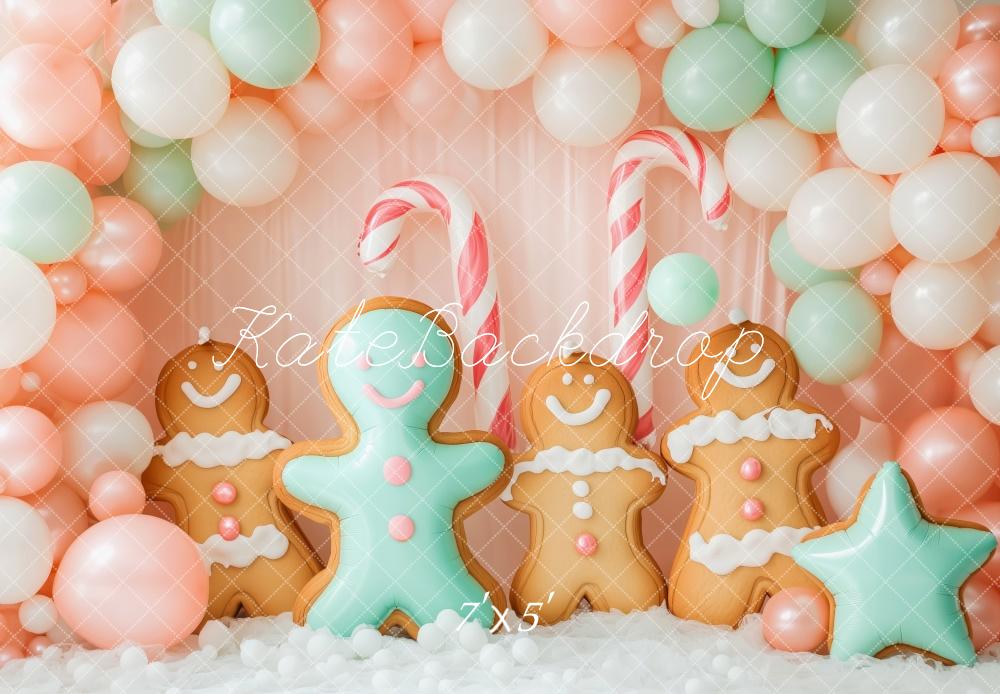 Kate Christmas Gingerbread Balloons Backdrop Designed by Patty Robert - Kate Backdrop AU