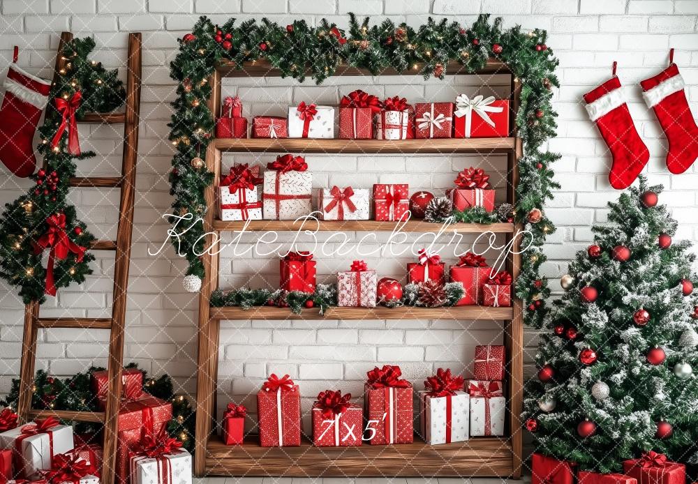 Kate Christmas Ladder Presents Backdrop Designed by Patty Robert - Kate Backdrop AU