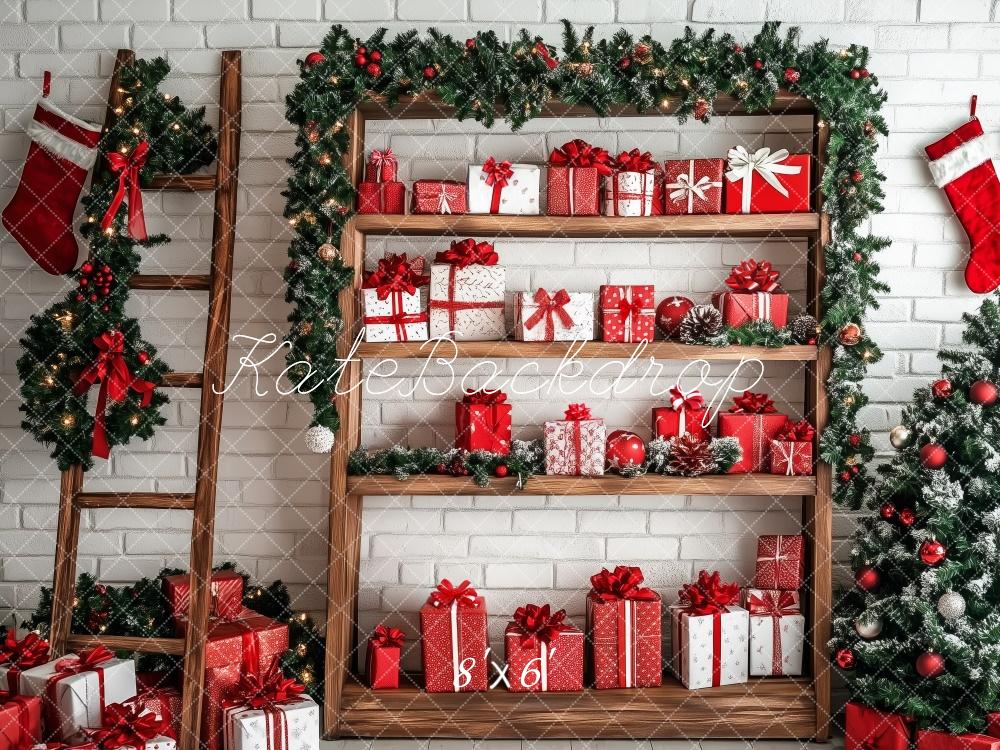 Kate Christmas Ladder Presents Backdrop Designed by Patty Robert - Kate Backdrop AU