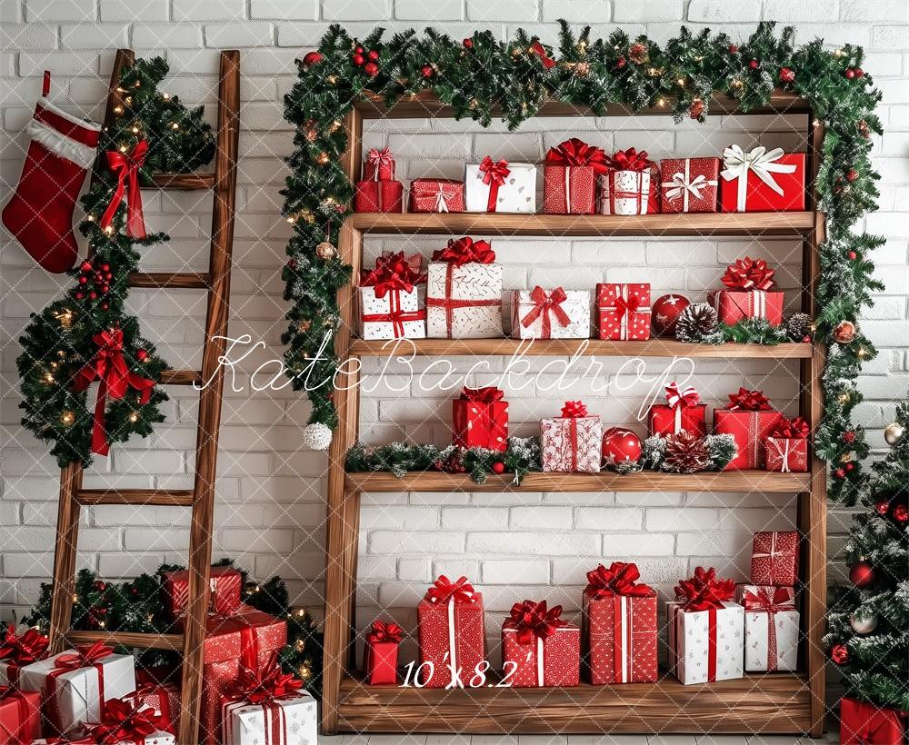 Kate Christmas Ladder Presents Backdrop Designed by Patty Robert - Kate Backdrop AU