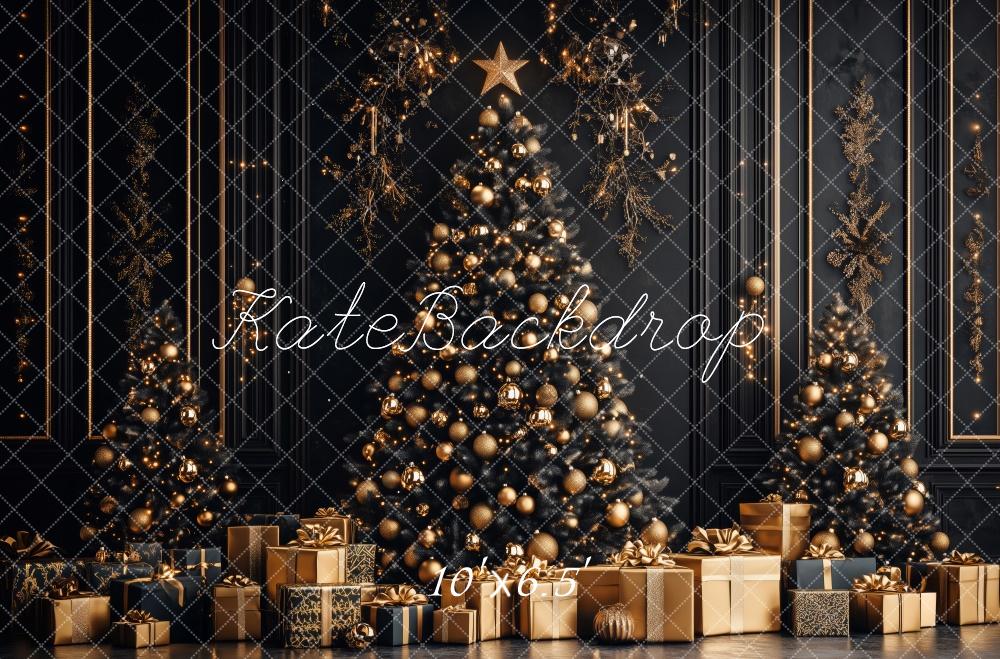 Kate Classic Black Gold Christmas Backdrop Designed by Patty Robert - Kate Backdrop AU