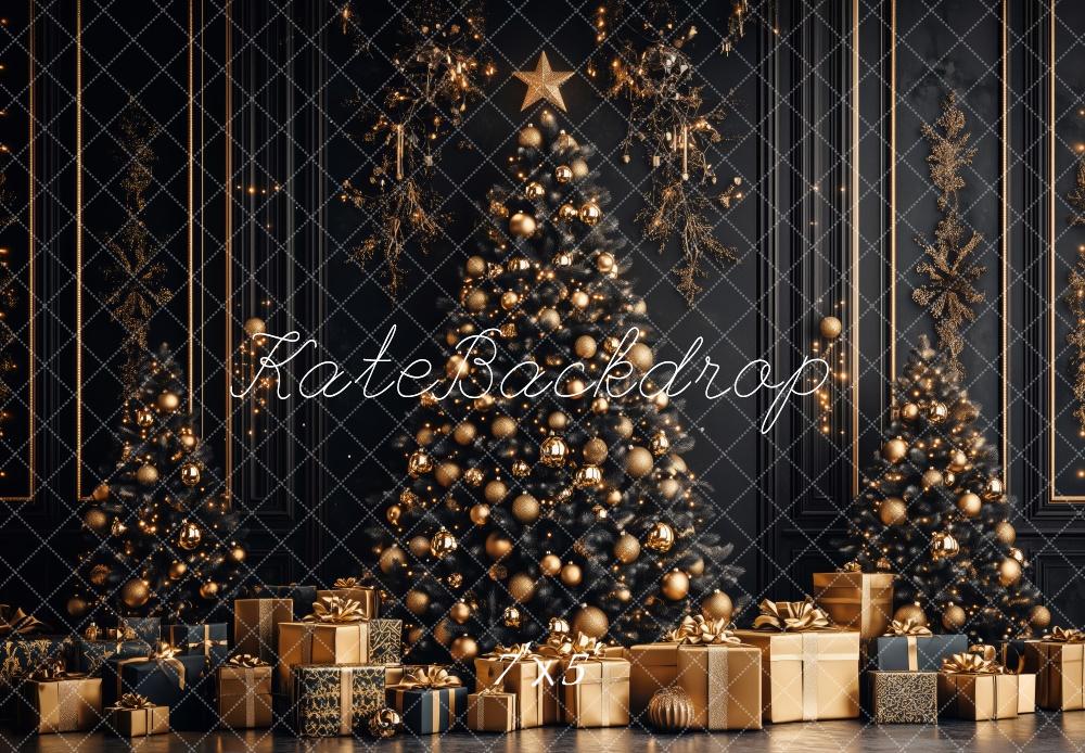Kate Classic Black Gold Christmas Backdrop Designed by Patty Robert - Kate Backdrop AU