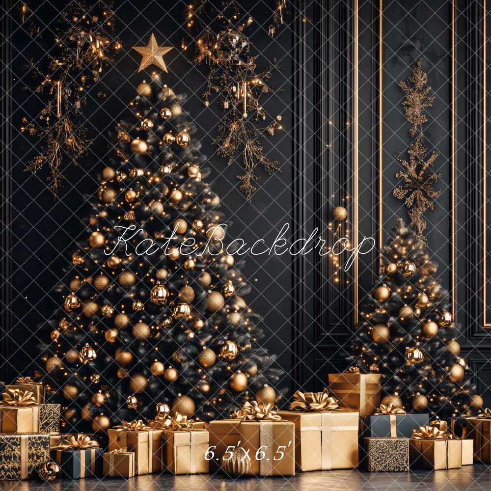 Kate Classic Black Gold Christmas Backdrop Designed by Patty Robert - Kate Backdrop AU