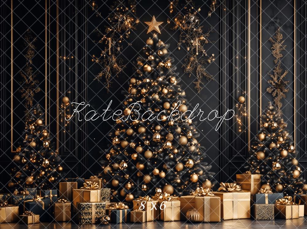 Kate Classic Black Gold Christmas Backdrop Designed by Patty Robert - Kate Backdrop AU