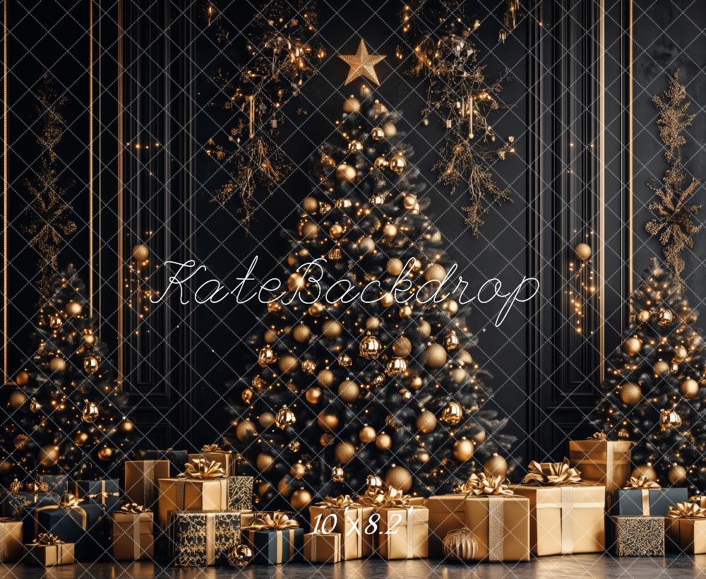 Kate Classic Black Gold Christmas Backdrop Designed by Patty Robert - Kate Backdrop AU