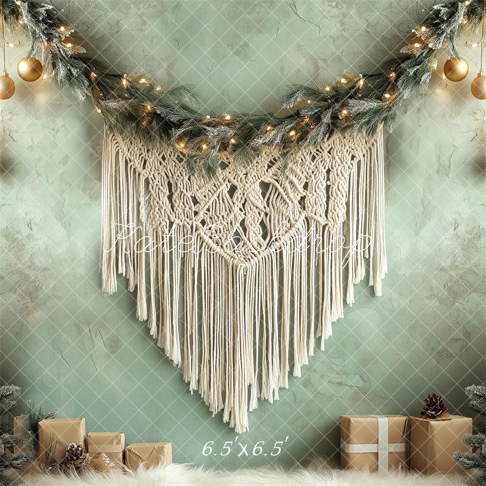 Kate Frosted Garland Macrame Christmas Backdrop Designed by Patty Robert - Kate Backdrop AU