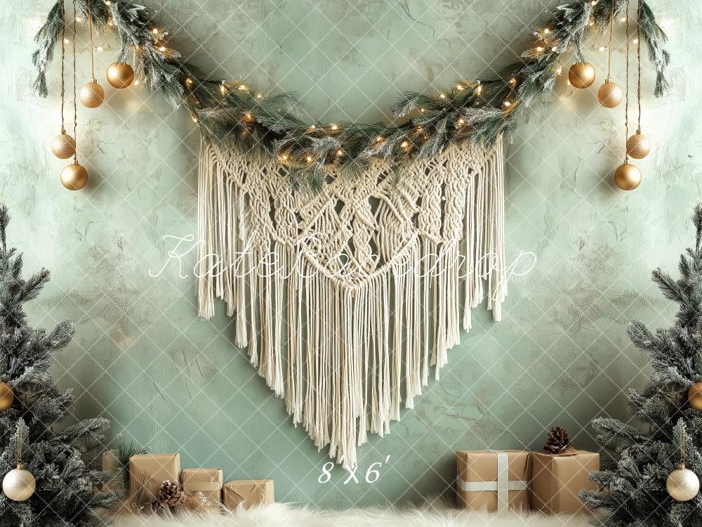 Kate Frosted Garland Macrame Christmas Backdrop Designed by Patty Robert - Kate Backdrop AU