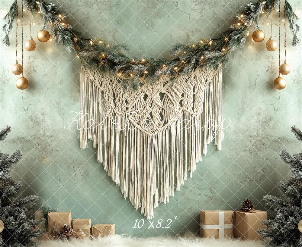 Kate Frosted Garland Macrame Christmas Backdrop Designed by Patty Robert - Kate Backdrop AU