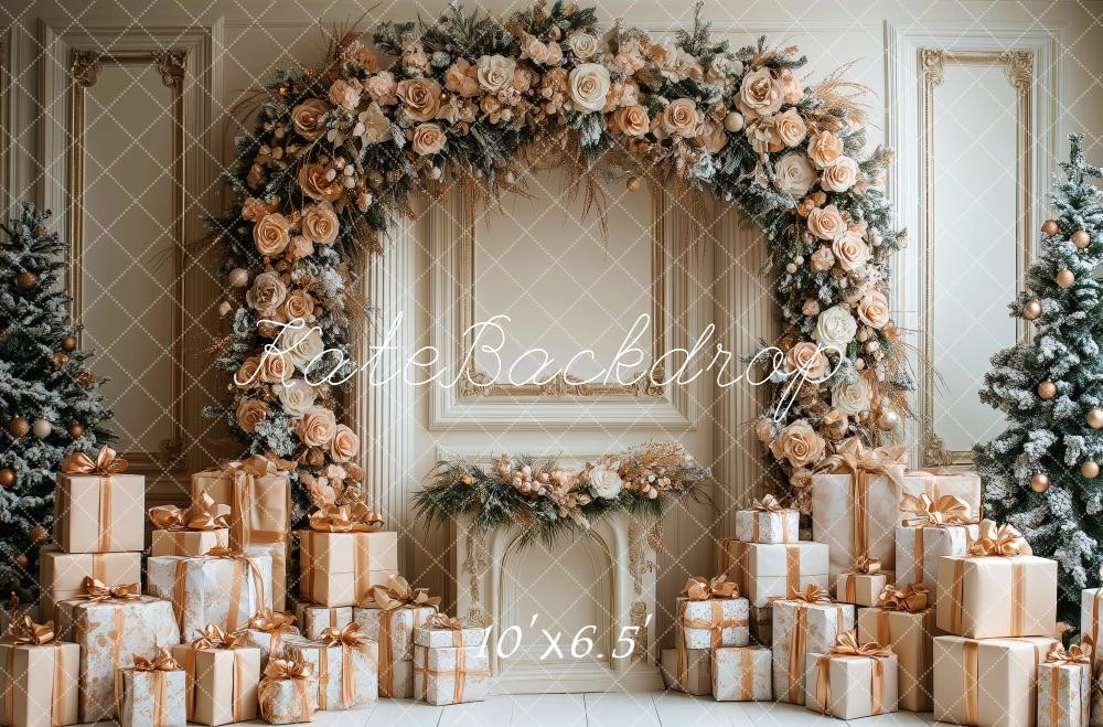 Kate Golden Rose Arch Christmas Gifts Backdrop Designed by Patty Robert - Kate Backdrop AU