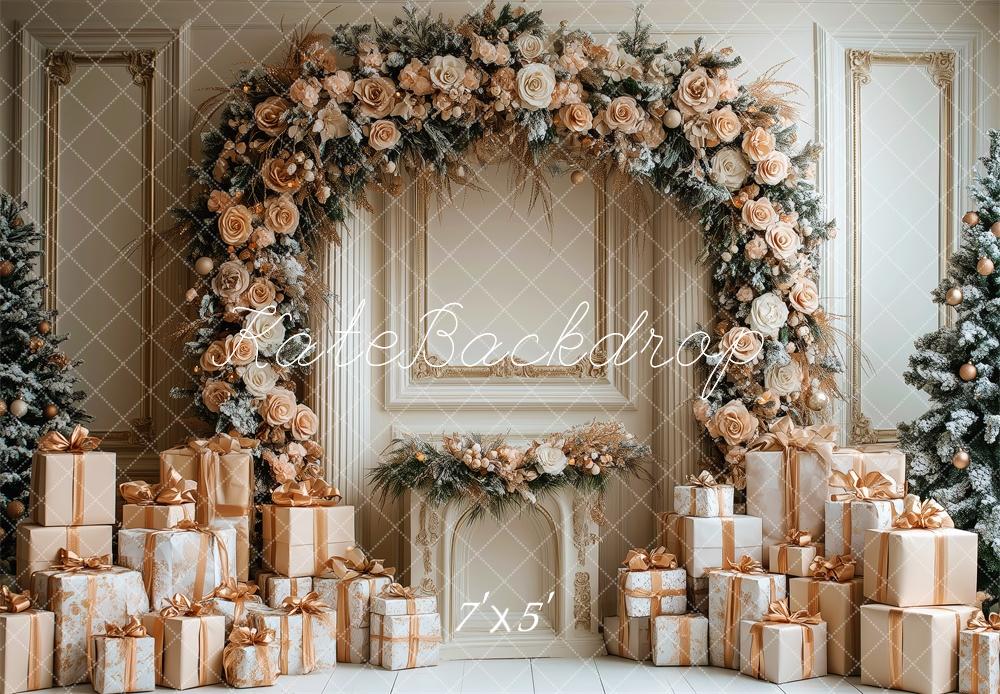 Kate Golden Rose Arch Christmas Gifts Backdrop Designed by Patty Robert - Kate Backdrop AU