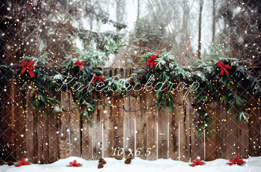 Kate Outside Christmas Fence Backdrop Designed by Patty Roberts - Kate Backdrop AU