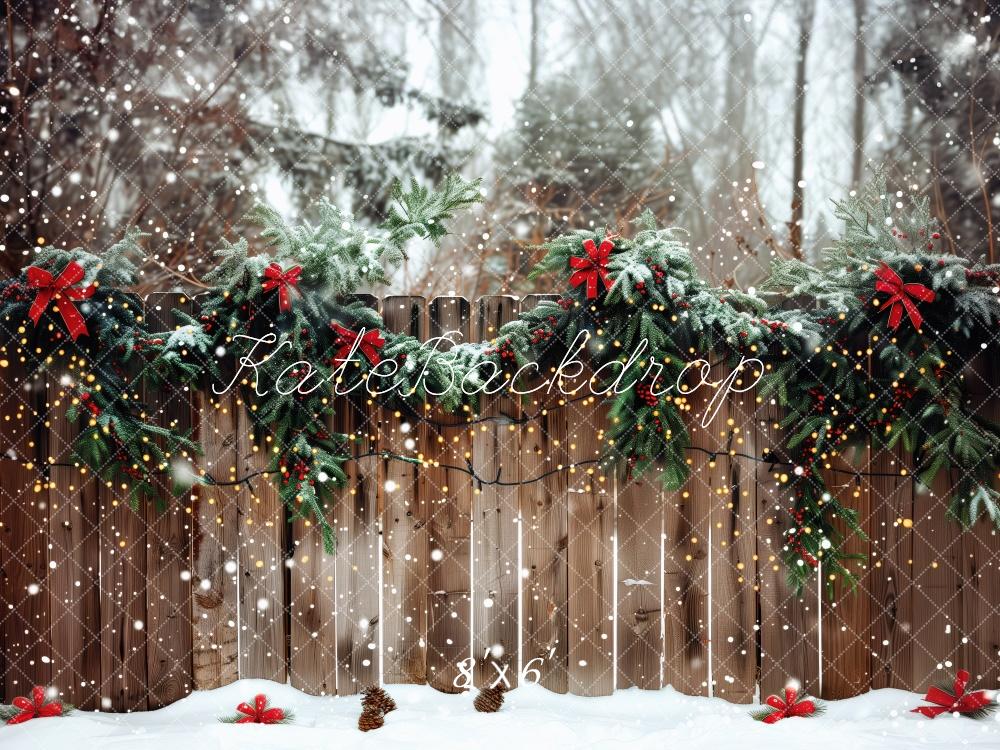 Kate Outside Christmas Fence Backdrop Designed by Patty Roberts - Kate Backdrop AU