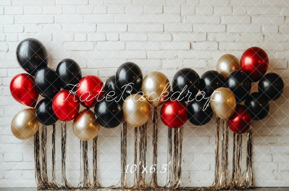 Kate Balloons Smash Cake White Brick Wall Backdrop Designed by Patty Roberts - Kate Backdrop AU