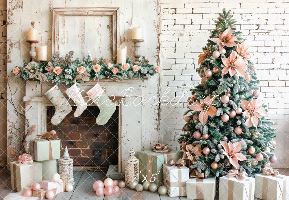 Kate Shabby Christmas Fireplace Backdrop Designed by Patty Roberts - Kate Backdrop AU